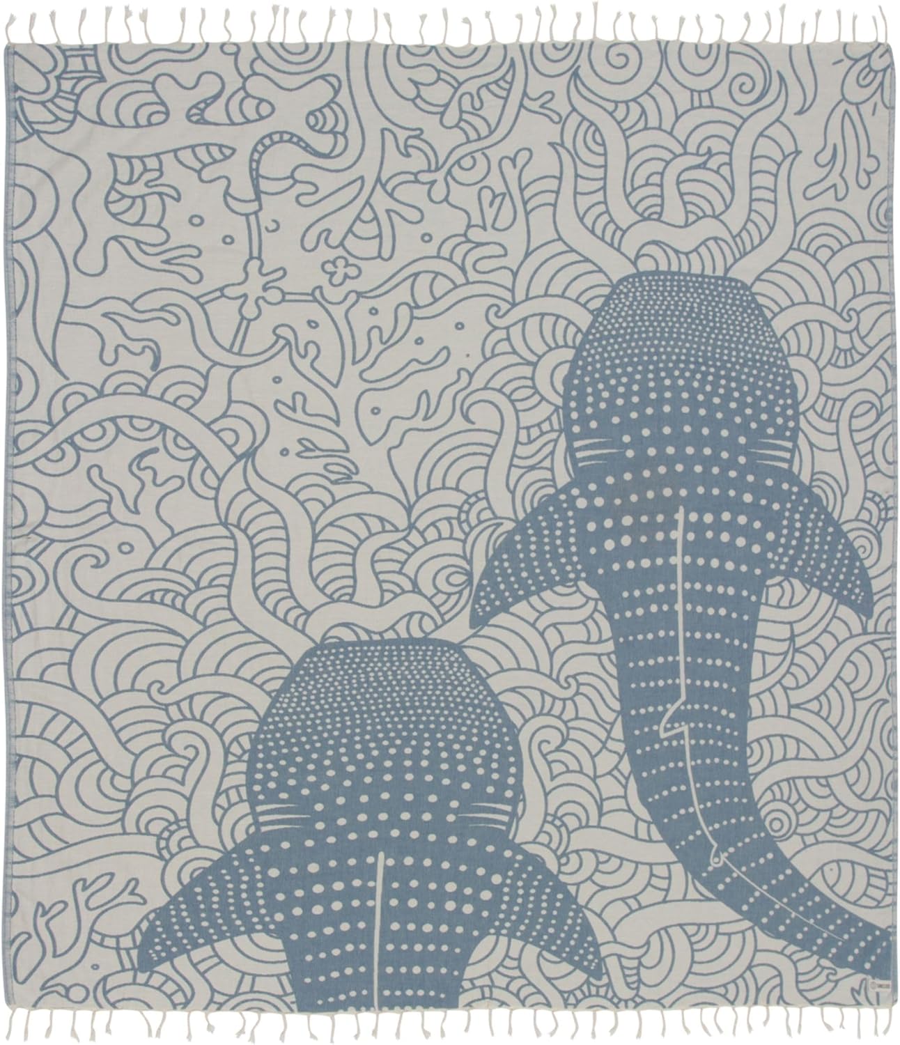 Sand Cloud Extra Large Turkish Beach Towel - Free 100% Organic Cotton Yarn Quick Dry for Beach, Picnic, Blanket or Bath As Seen on Shark Tank Marine Life (Whale XL)