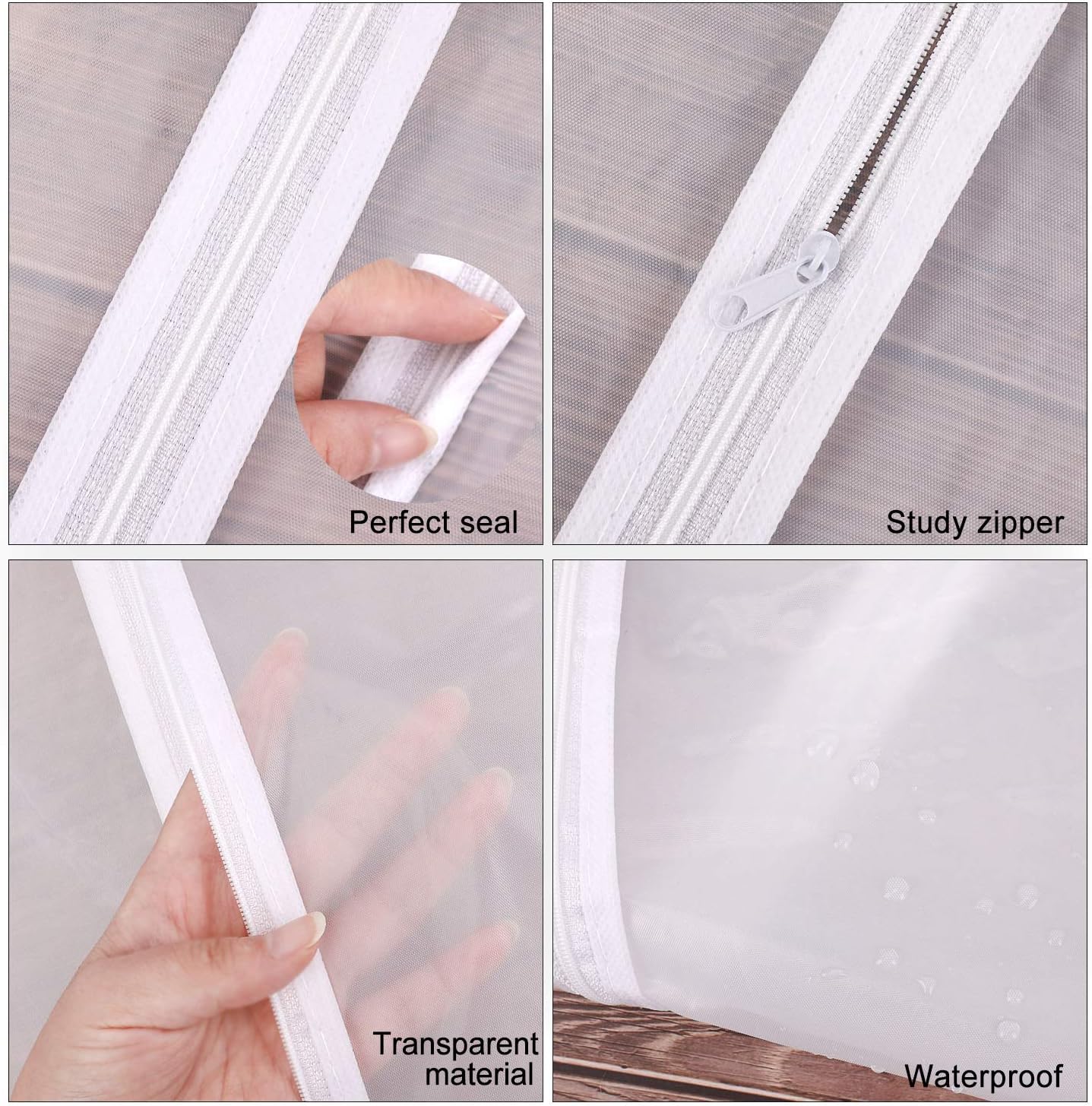 Pwsap 8Pack Breathable Clothes Covers with Zip, Hanging Garment Covers Bags Dress Bag Covers MothProof Mens Suit Storage Bag Dust Cover for Wardrobe Storage and Travel