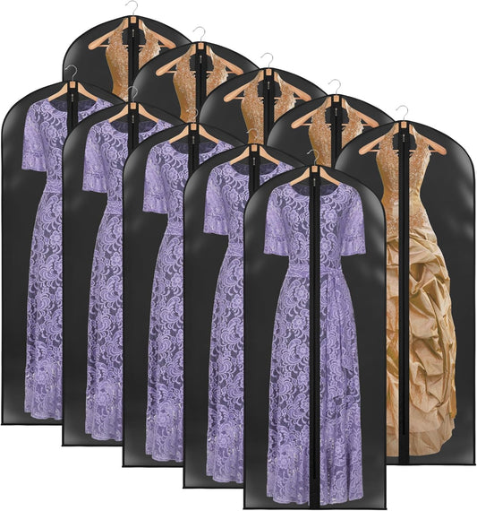 Zilink 65" Dress Bags for Gowns Long Clear Garment Bags for Gowns Garment Covers for Long Dresses, 10 Pack