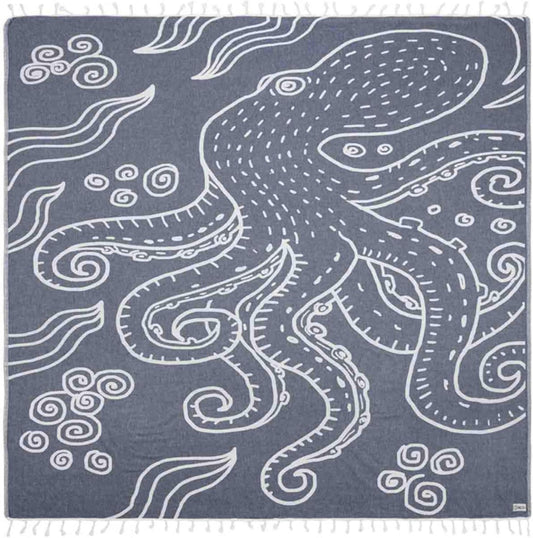 Sand Cloud Extra Large Turkish Beach Towel - Sand Free - 100% Organic Turkish Cotton Yarn - Quick Dry Towel for Beach, Picnic, Blanket or Bath - As Seen on Shark Tank - Marine Life (Ozy)