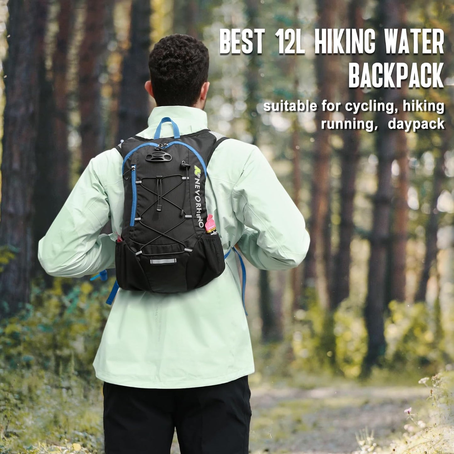 Lightweight Hydration Backpack, Running Backpack with 2L Water Bladder, Hydro Water Daypack for Cycling Hiking Rave for Men Women