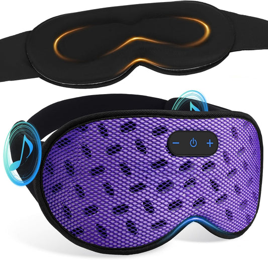 Sleep Eye Mask Bluetooth Headphones - 3D Contoured Zero Pressure Sleeping Masks 100% Blackout Eye Cover Breathable Sleeping Mask for Side Sleepers Wireless Earphone Ear Muff Headband Women Men Gift