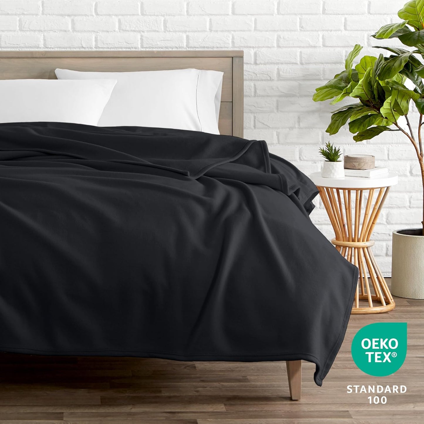 Bare Home Polar Fleece Blanket - Throw - Black - Warm & Cozy - Premium Fleece - Blanket for Bed, Sofa, Camping, Travel and Cold Nights - Lightweight (Throw, Black)