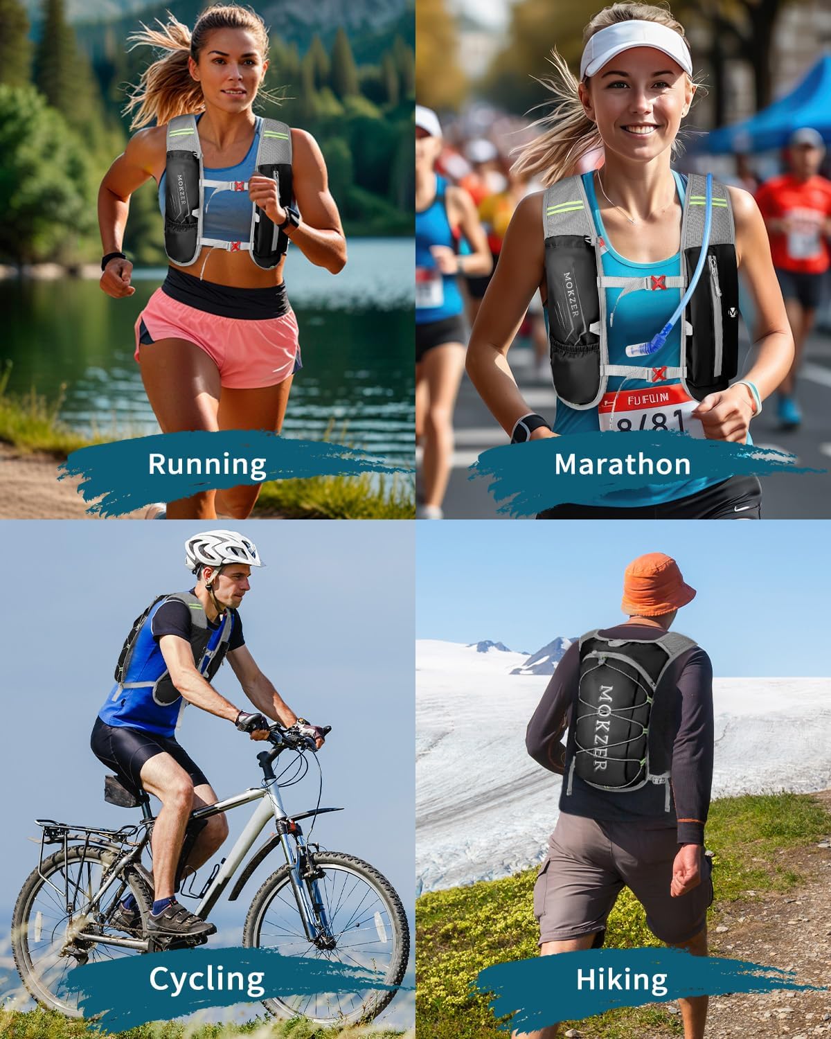 Running Hydration Vest with a 2L Water Bladder, Hydration Pack Lightweight Water Backpack for Running Hiking Cycling Marathon Trail for Men Women