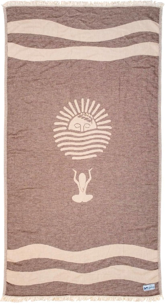 Turkish Beach Towel - 100% Organic Cotton - Soft, Quick-Dry, Sand Proof, Prewashed - Lightweight & Oversized for Beach, Pool, Yoga, Bath, Travel, Gym, Throw - Sienna (Brown)