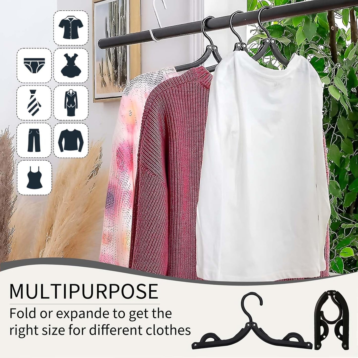 24 Pcs Black Travel Hangers Foldable for Suitcase, Portable Folding Clothes Hangers with Clothesline Travel Accessories, Cruise Ship Essentials Portable Foldable Hangers Drying Rack