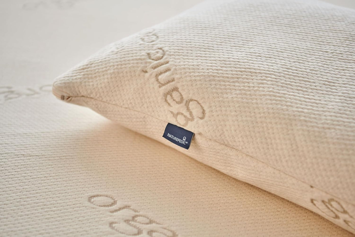 Naturepedic Organic Latex Pillow - Standard Bed Pillow with Medium Comfort - Luxury Pillow with Adjustable Fill for Comfortable Sleeping, Back Support and Neck Pain Relief