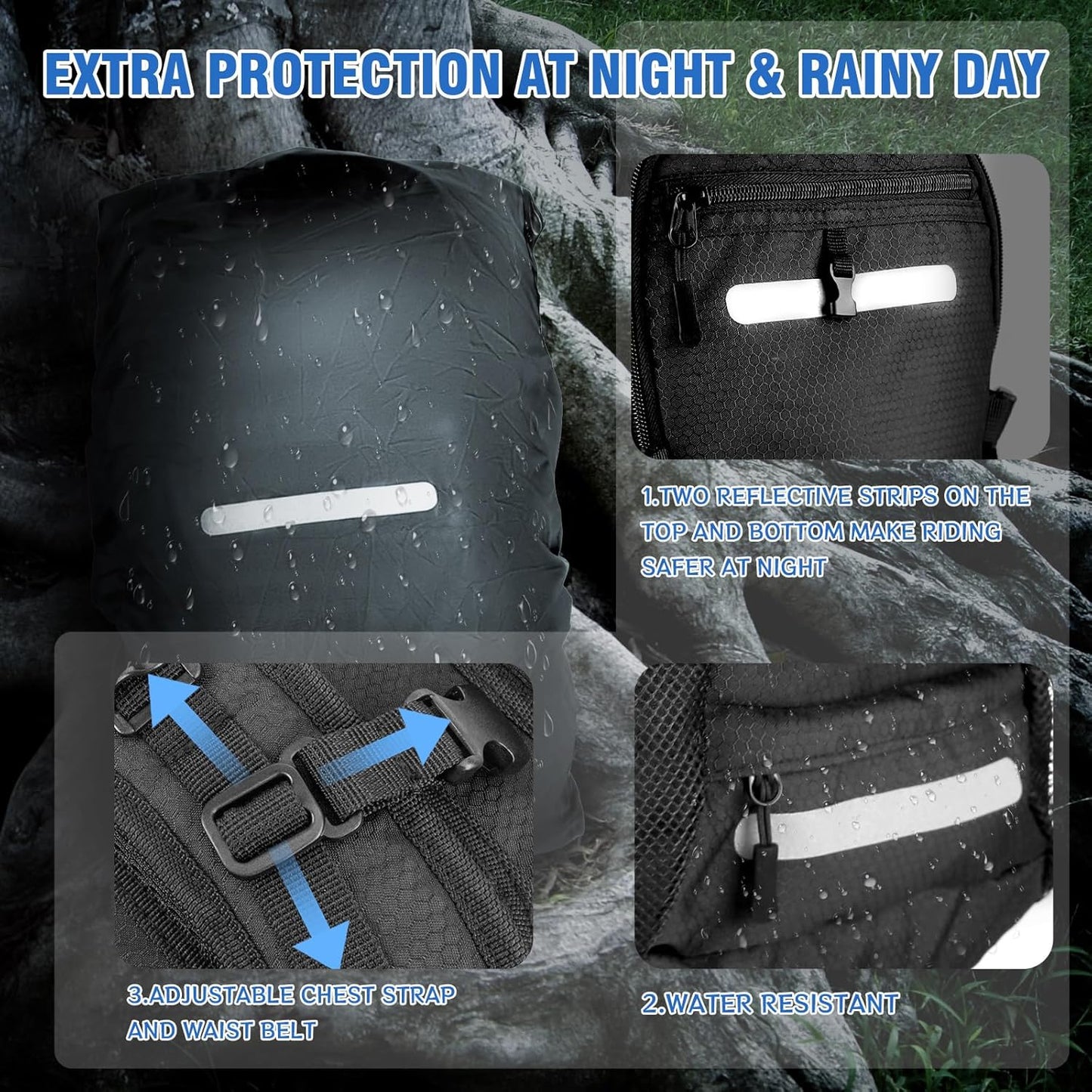 Zavothy 18L Hydration Backpack with 3L Water Bladder – Waterproof Hiking Pack with Insulated Bladder Compartment, Hidden Helmet Holder & Rain Cover – for Running, Cycling, and Camping