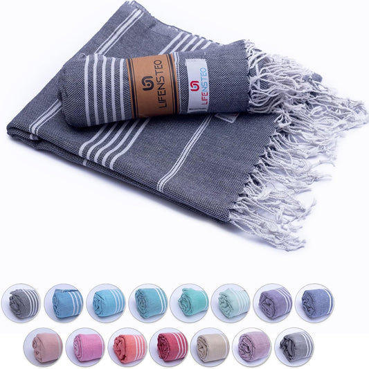 Oversized Sand Resistant Prewashed Turkish Cotton Quick Drying, Compact, Lightweight Beach, Bath, Pool, Gym, Yoga Towel - 40x71