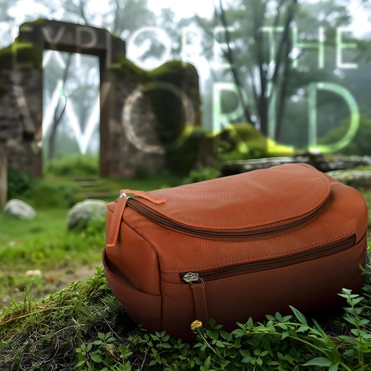 ELIZO Premium REAL Leather Toiletry Bag for Men Dopp Kitt Hanging Mens Toiletry Large TSA Toiletries Bag Shaving Grooming Bag Organizer Espresso (Tuscan, Large)