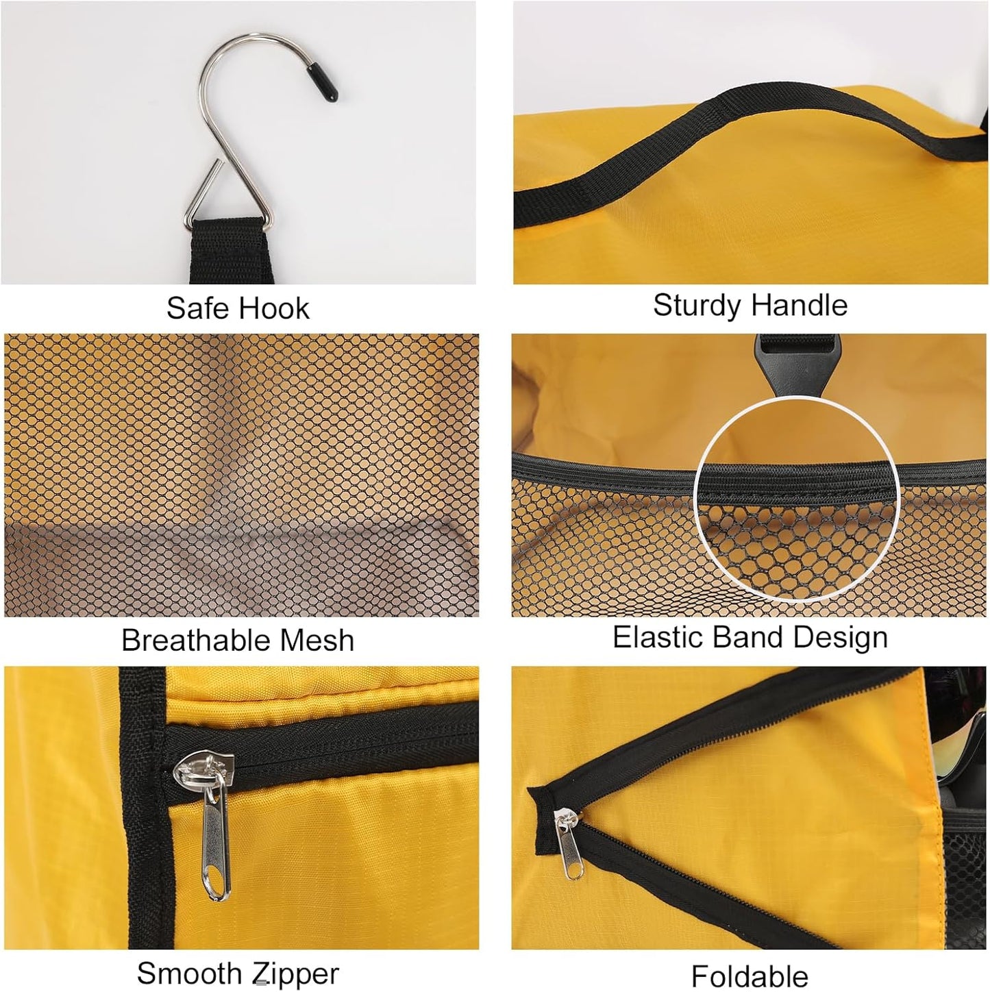 TABITORA Travel Portable Hanging Shelves Closet Organizer Packing Luggage Storage with Multifunctional and Foldable Invisible Compartment,Lightweight, for Suitcase, RV,Closet…Yellow,XL