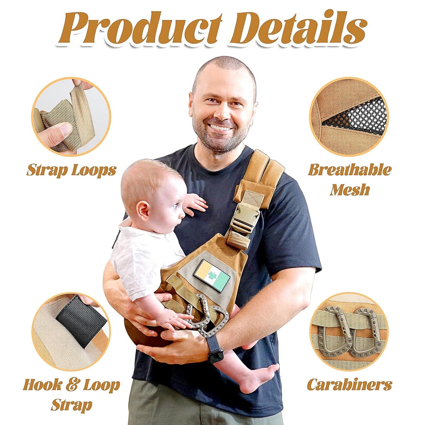 Baby Sling Carrier, Adjustable Non-Ship Hip Seat Toddler Carriers with Carabiners for 3-48 Months 10-30Ibs Infants Boys Girls (Yellow)