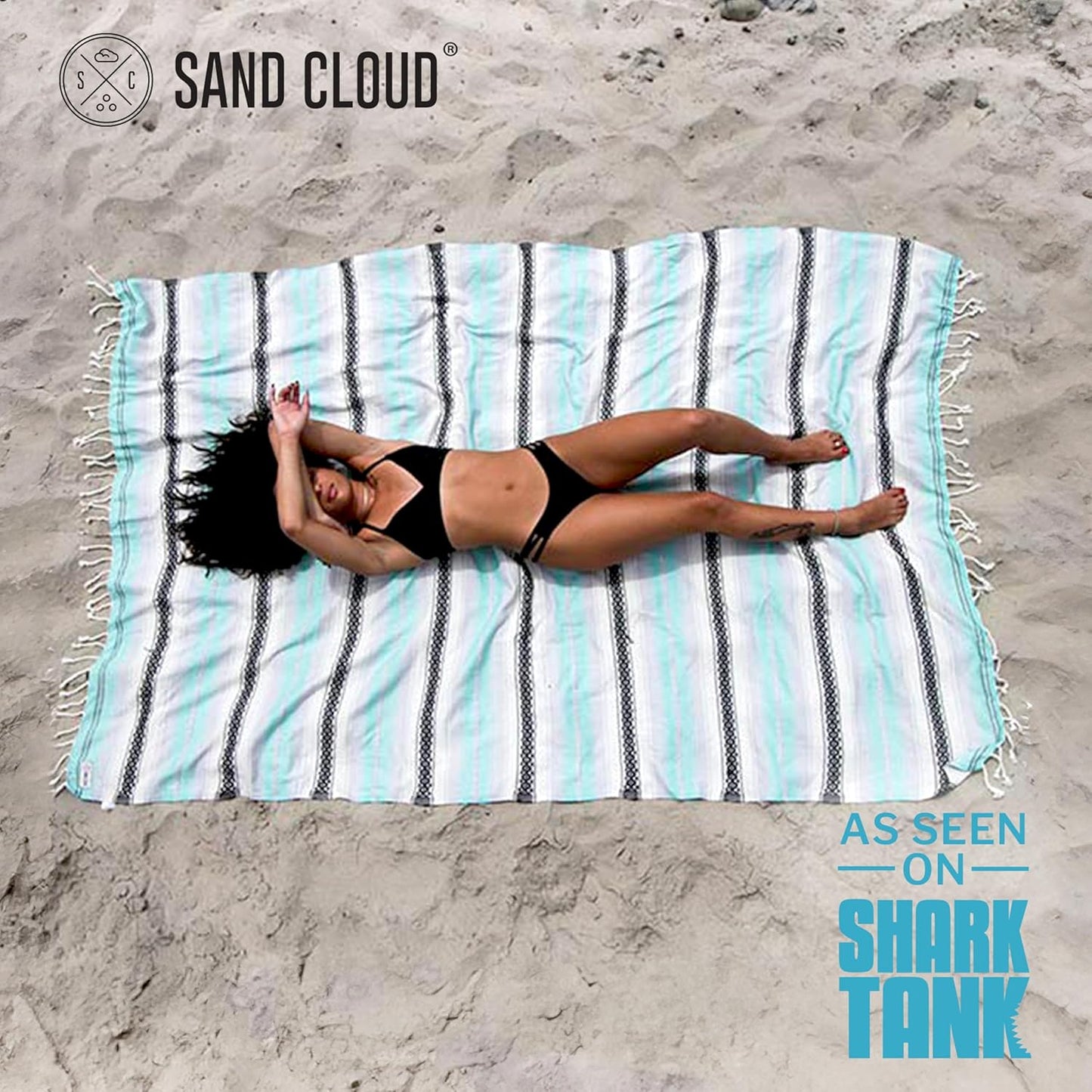 Sand Cloud Turkish Beach Towel - Sand Free - 100% Organic Turkish Cotton Yarn - Quick Dry Towel for Beach, Picnic Blanket or Throw - As Seen on Shark Tank - Tie Dye (Mint Baja)