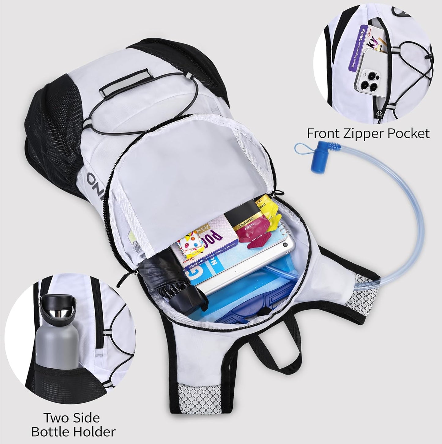 Lightweight Hydration Backpack, Running Backpack with 2L Water Bladder, Hydro Water Daypack for Cycling Hiking Rave for Men Women