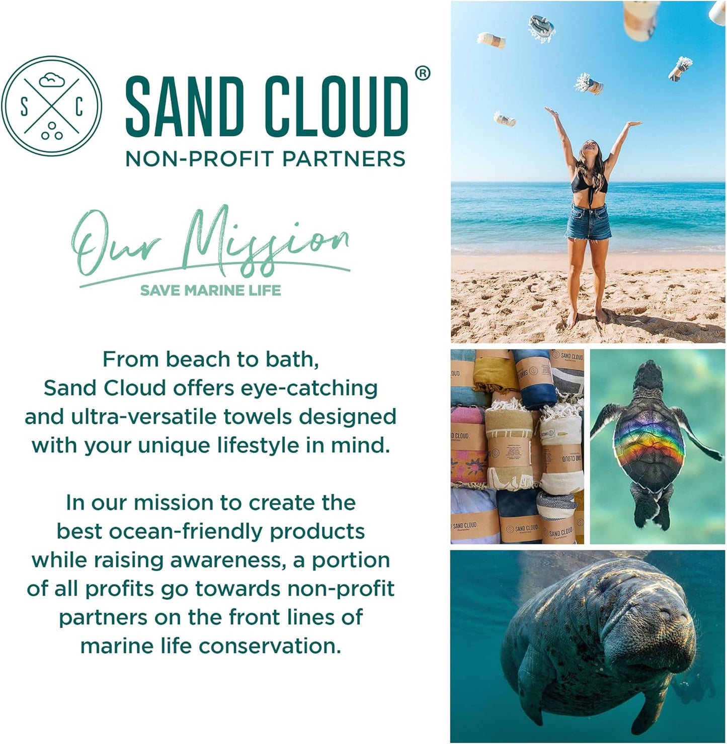 Sand Cloud Extra Large Turkish Beach Towel - Sand Free - 100% Organic Turkish Cotton Yarn - Quick Dry Towel for Beach, Picnic Blanket or Throw - As Seen on Shark Tank - Tie Dye (Mint Baja)