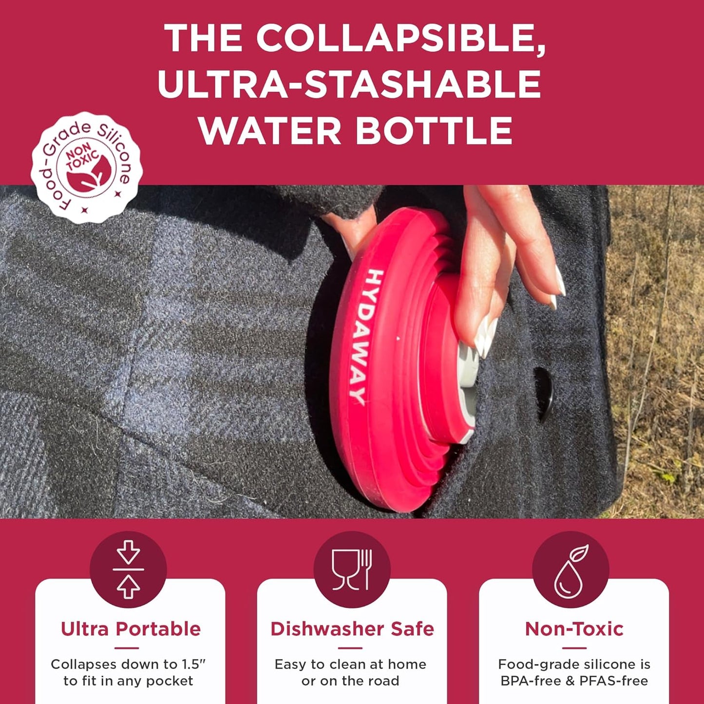 HYDAWAY 17oz Collapsible Water Bottle - BPA-Free, Leakproof, Lightweight, and Space-Saving - Perfect for Travel, Hiking, and Everyday Hydration