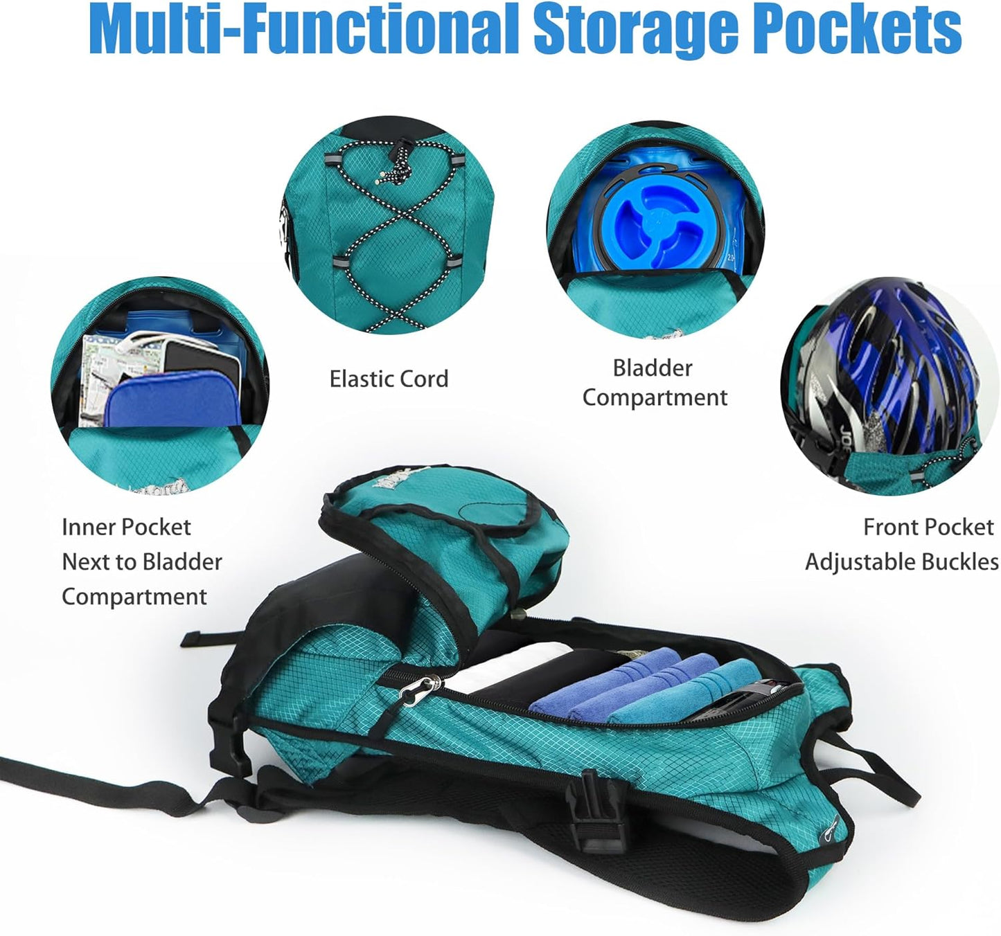 Zavothy Hydration Backpack with 2L Hydration Bladder Water Backpack for Hiking Hydration Pack for Running Cycling Hiking