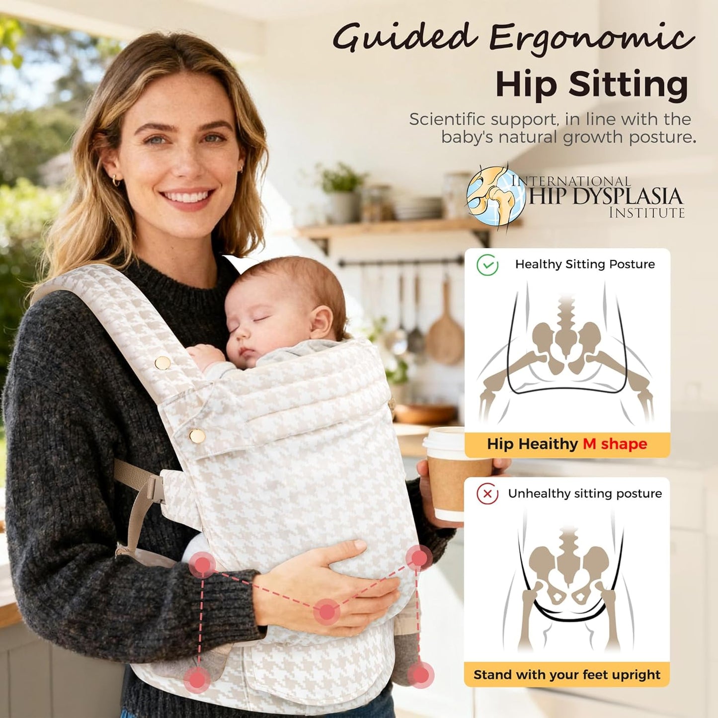 Baby Carrier Newborn to Toddler- Ergonomic,Cozy and Lightweight Infant Carrier for 7-40lbs,3 Carry Positions Newborn Carrier,Checkerboard