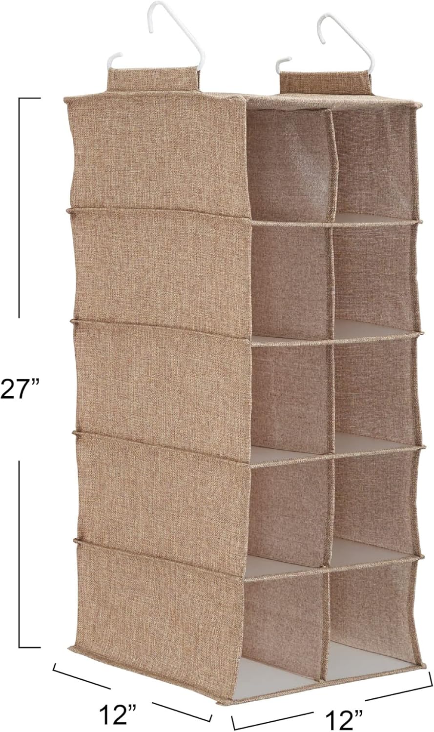 Household Essentials 10 Pocket Hanging Shoe Closet Organizer with Hooks