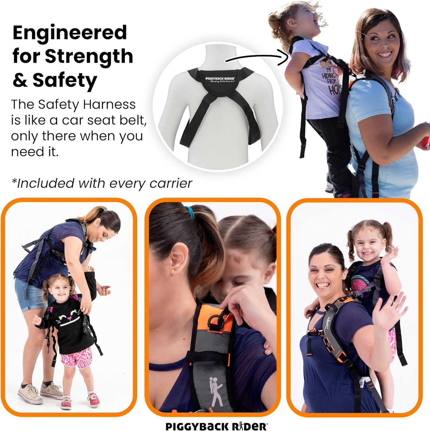 Piggyback Rider - Scout Standing Child Carrier Backpack for Events & Travel - Complete Parent & Child Set with Secure Safety Harness for Ages 2-4, Toddler Carrier Up to 50lbs