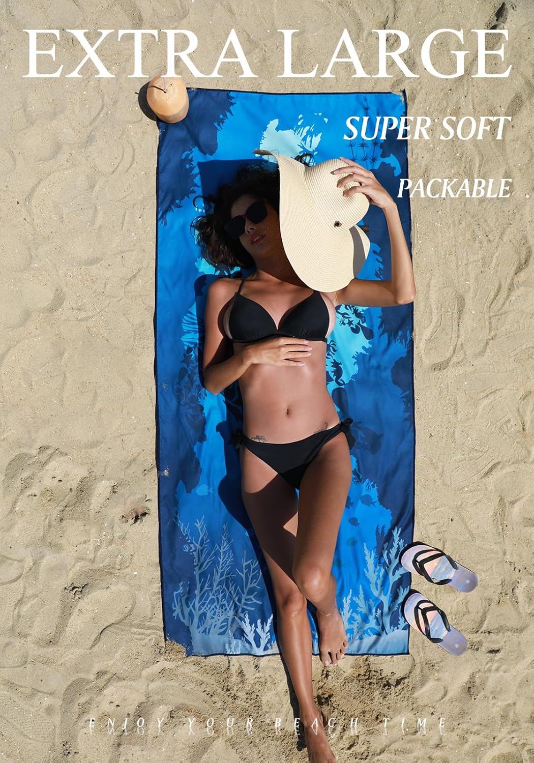 2 Pack Microfiber Lightweight Thin Beach Towel Sand Free Quick Dry Super Absorbent Large Towels for Swimming Pool Yoga Gym Travel Vacation Beach Accessories Essentials for Adults