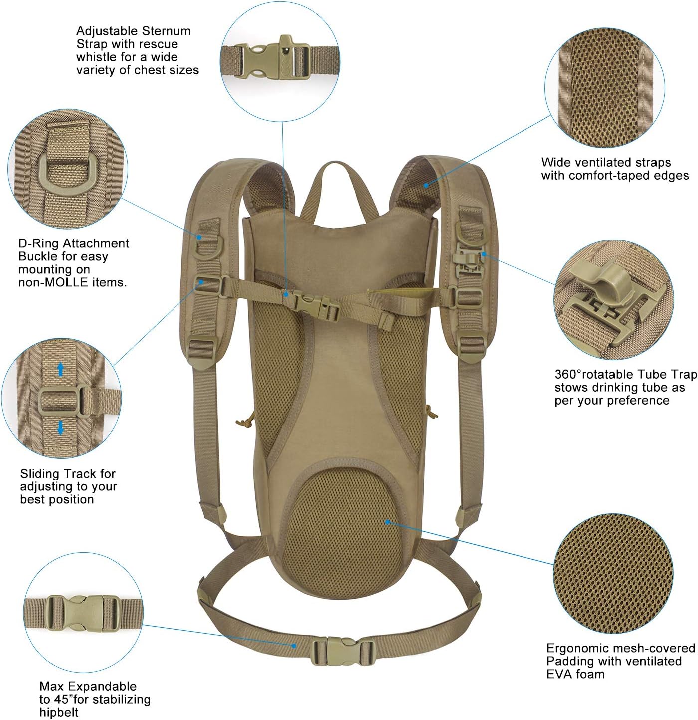 Unigear Tactical Hydration Packs Backpack 1050D with 3L Water Bladder, Thermal Insulation Pack Keeps Liquid Cool up to 4 Hours for Hiking, Cycling, Hunting and Climbing