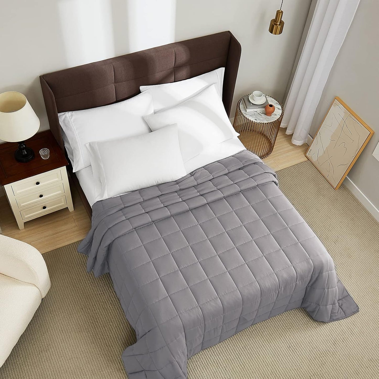 L'AGRATY Weighted Blanket - 80"x87" 20lbs Cooling Breathable Heavy Blanket Microfiber Material with Glass Beads for Adult All-Season Summer Fall Winter Soft Thick Comfort