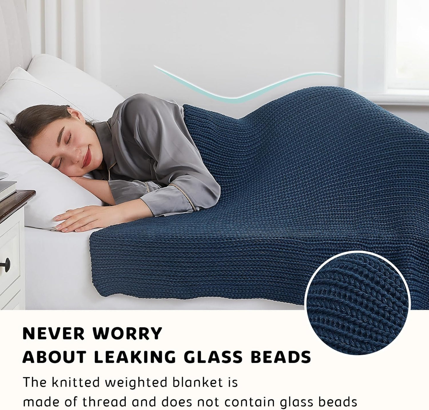 L'AGRATY Knitted Weighted Blanket - 60"x80" 15lbs Cooling Chunky Knit Heavy Blanket for Adults Braided Crochet Throw Thick Cable Yarn Knit Decorative No Beads Evenly Weighted Machine Washable