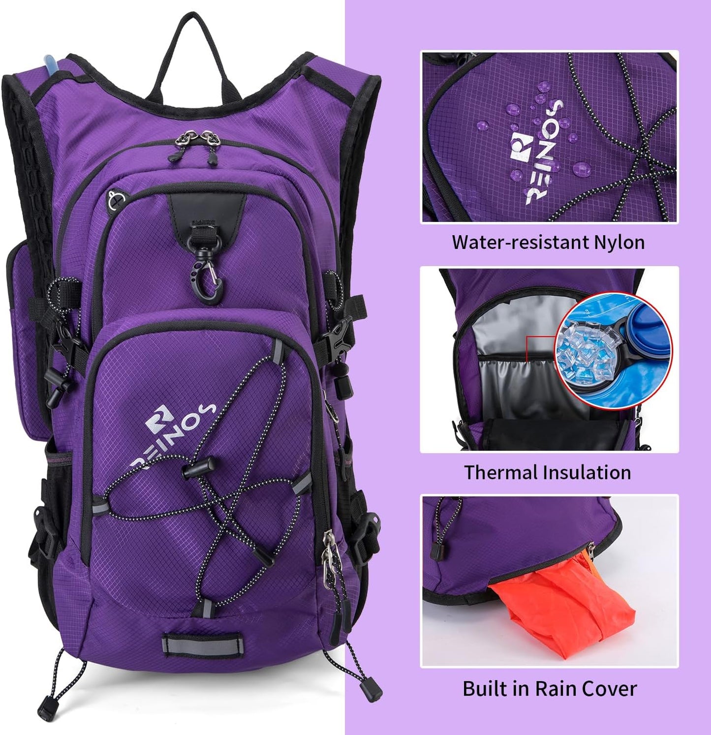 Hydration Backpack Pack with 2L Water Bladder 18L Hiking Backpack Women Men Lightweight Hydropack Insulated Daypack for Biking, Running, Festival