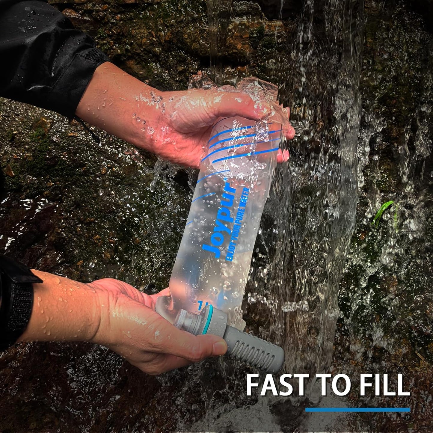 Collapsible Water Bottle with Filter - 1L Squeeze Water Filtered Bottle Camping Survival Hiking Backpacking, Portable Water Filter with NSF/FDA Certification, White