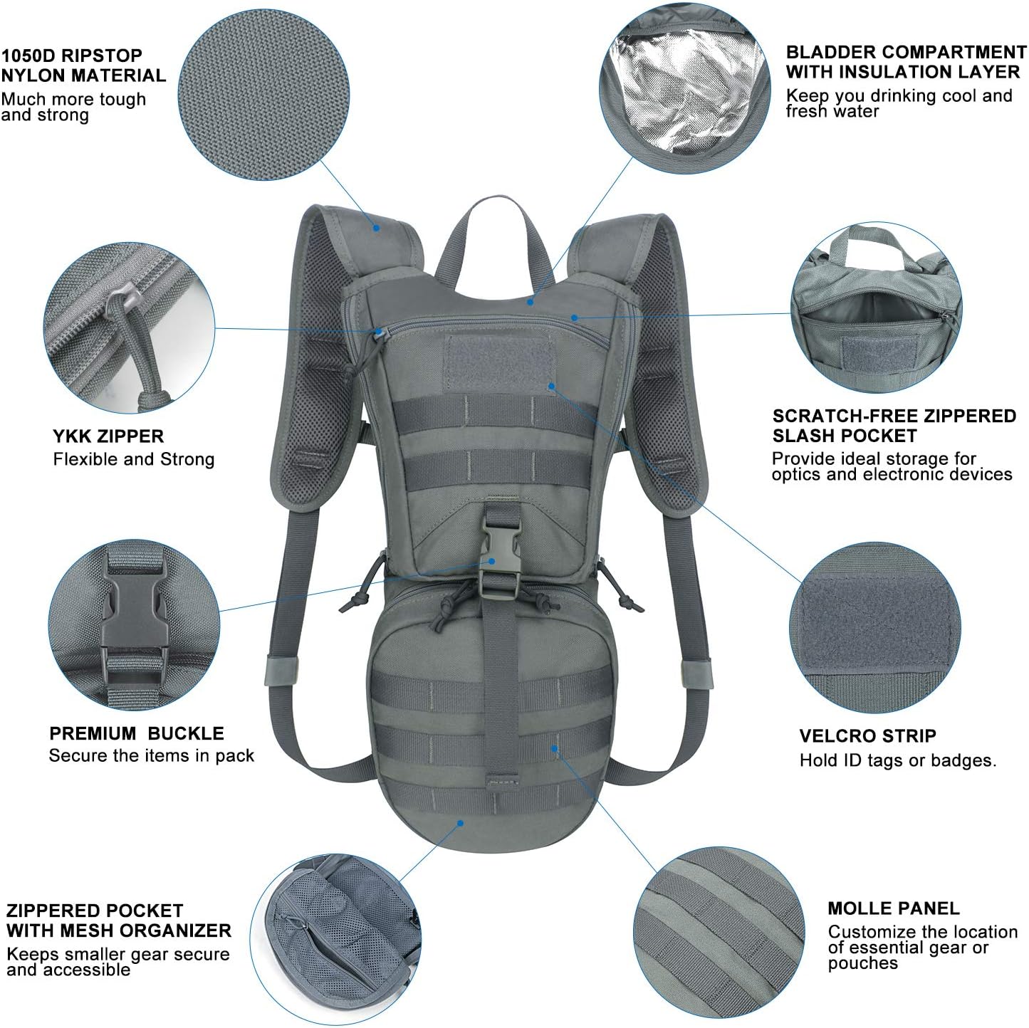 Unigear Tactical Hydration Packs Backpack 1050D with 3L Water Bladder, Thermal Insulation Pack Keeps Liquid Cool up to 4 Hours for Hiking, Cycling, Hunting and Climbing