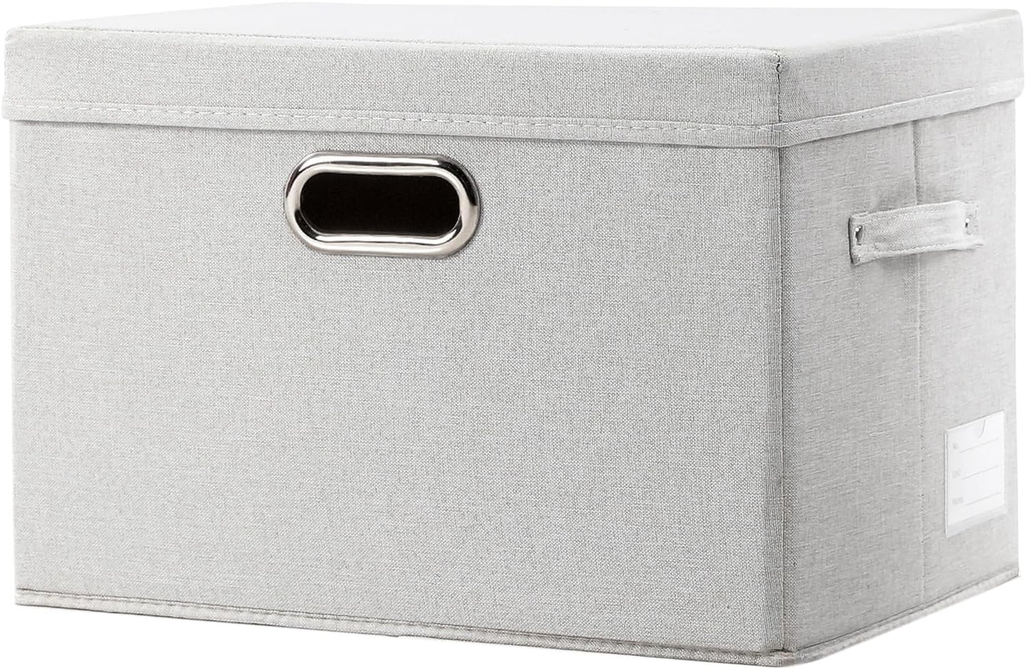 PRANDOM Large Collapsible Storage Bin with Lid [1-Pack] Fabric Foldable Storage Box Organizer Container Basket Cube with Cover for Home Bedroom Closet Office Beige (17.3x11.8x11.8)