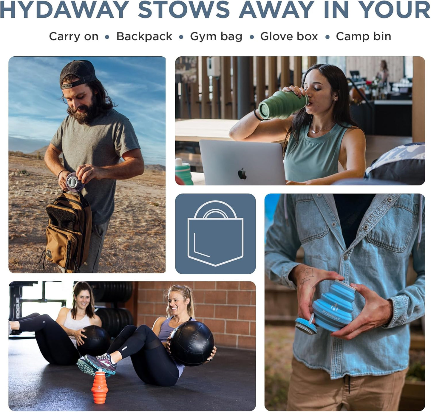 HYDAWAY 17oz Collapsible Water Bottle - BPA-Free, Leakproof, Lightweight, and Space-Saving - Perfect for Travel, Hiking, and Everyday Hydration