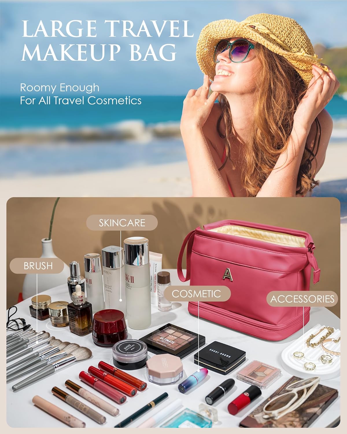 Teenage Girl Birthday Gifts, Makeup Bag for Women, Bridesmaid Engagement Gift for Her Travel Toiletry Bag Make Up Bag Pouch for Purse Bridal Shower Gifts for Engagement Wedding Gift