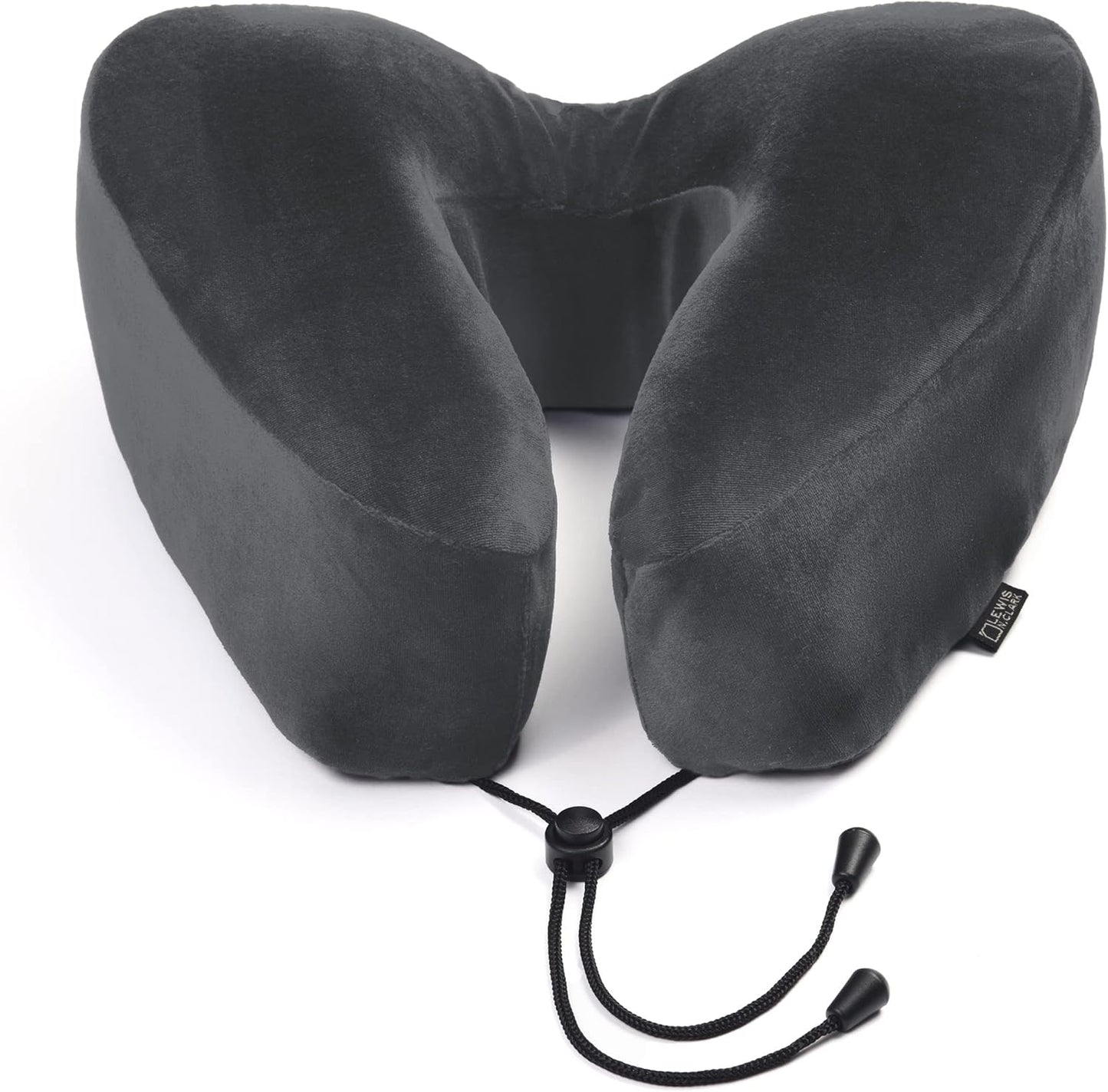 Lewis N. Clark Contoured Memory Foam Hexform Travel Cervical Neck Pillow for Shoulder & Neck Pain, Airplane, Camping, Kids & Adults, Premium, Gray