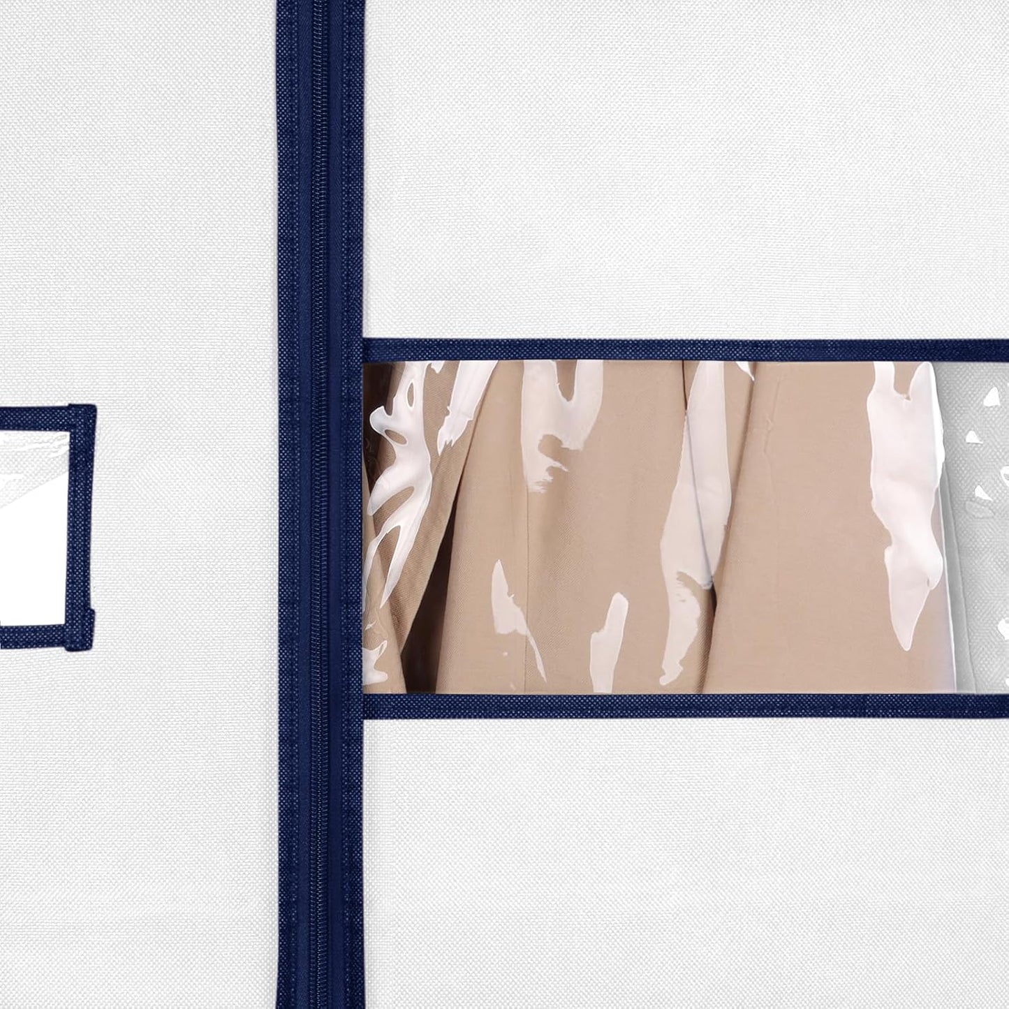 Syeeiex 40" Suit Bag(Set of 8), Garment Bags for Hanging Clothes, Suit Bags for Closet Storage, Garment Bags for Suits, T-shirts, Jackets, Coats, Business Wear(White & Dark Blue)