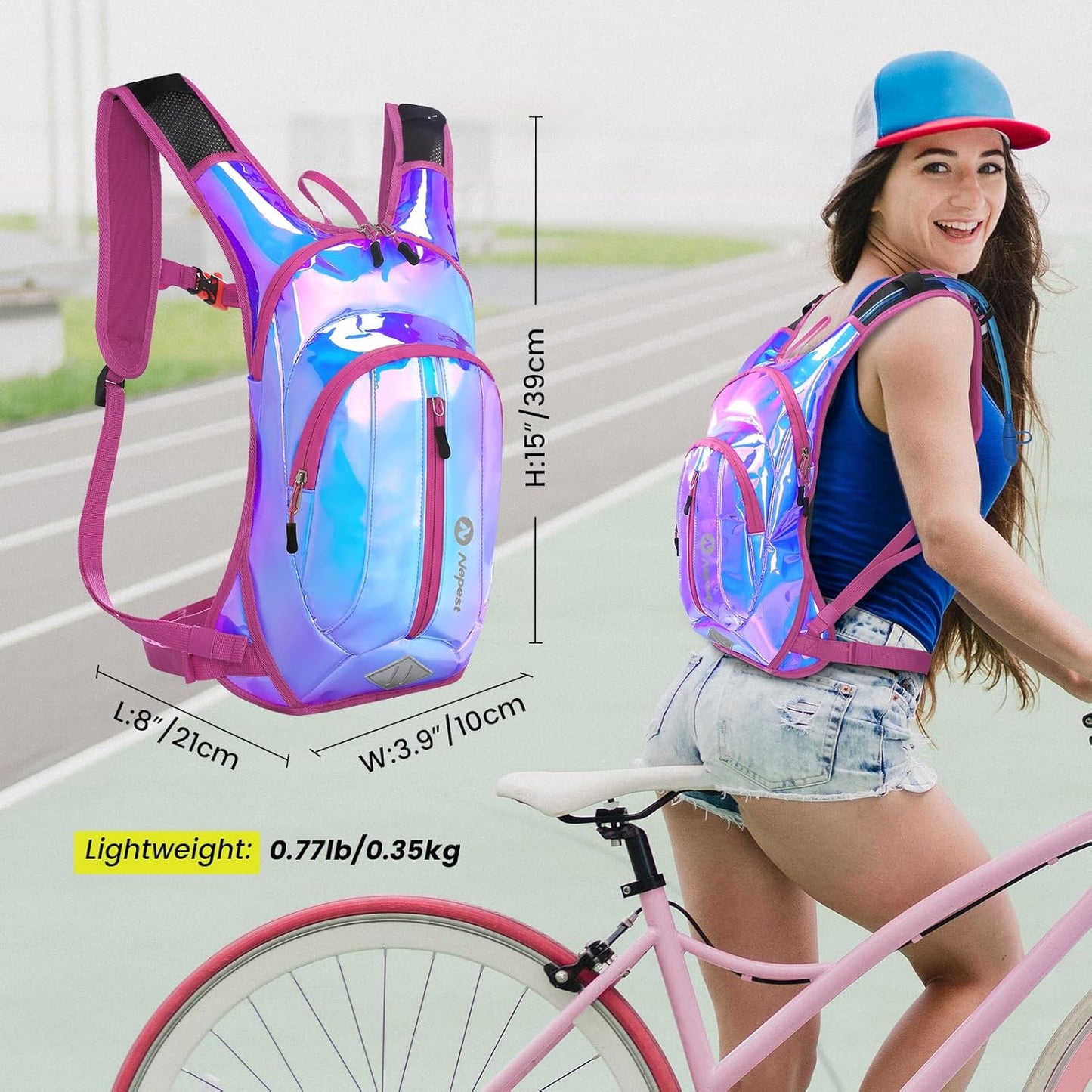 Nepest Hydration Pack Backpack for Women & Men, Lightweight Water Backpack with 2L Water Bladder for Hiking Cycling Running Biking