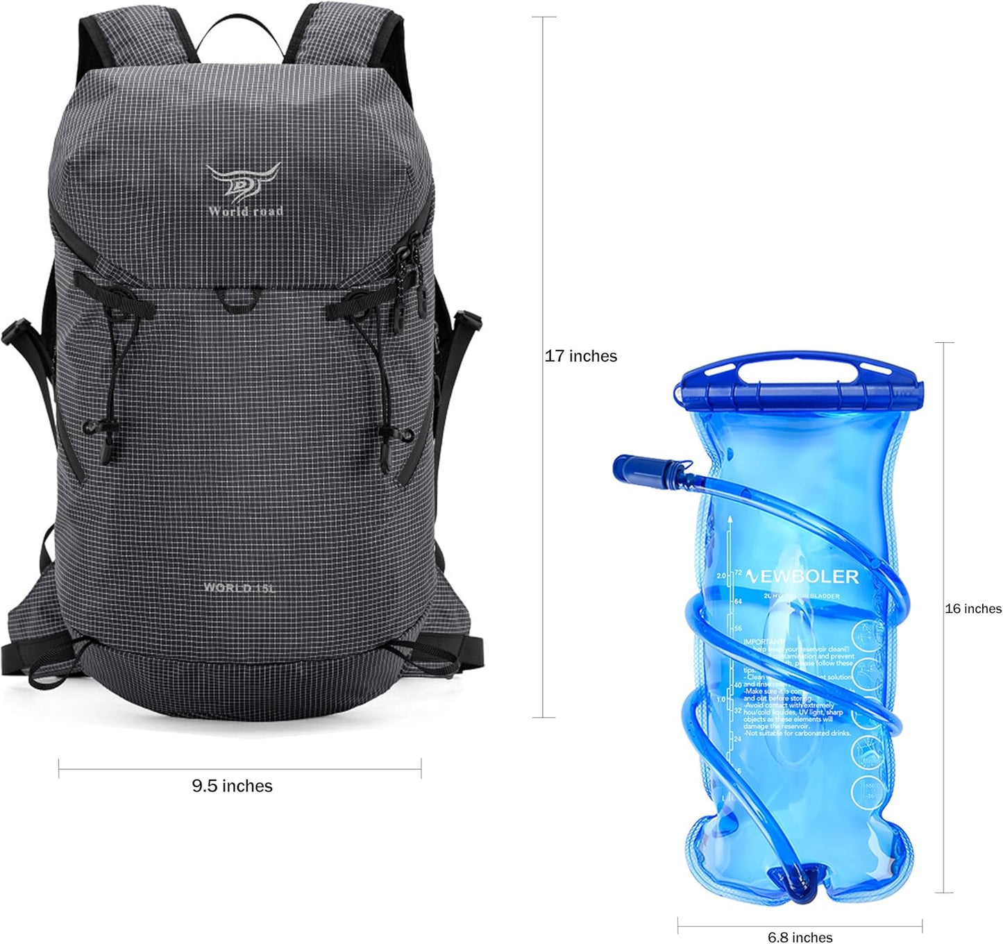 15L Hydration Backpack with 2L Water Bladder Water Backpack for Women, , Lightweight & Comfortable Running Vest for Running, Hiking, Cycling, Climbing, Camping, Biking,Rave