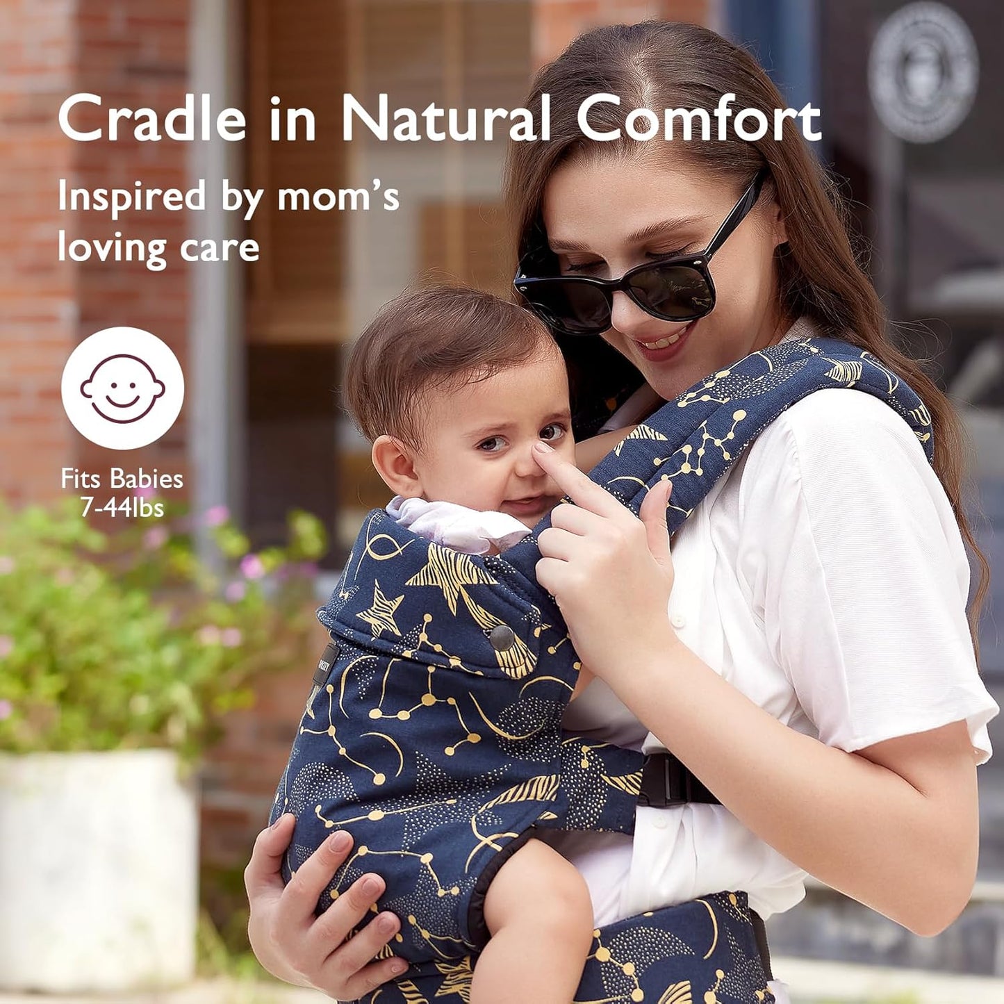 Momcozy Baby Carrier - Ergonomic, Cozy and Lightweight Carrier for 3-24 Months, Effortless to Put On, Ideal for Hands-Free Parenting, Enhanced Lumbar Support, Starry Night