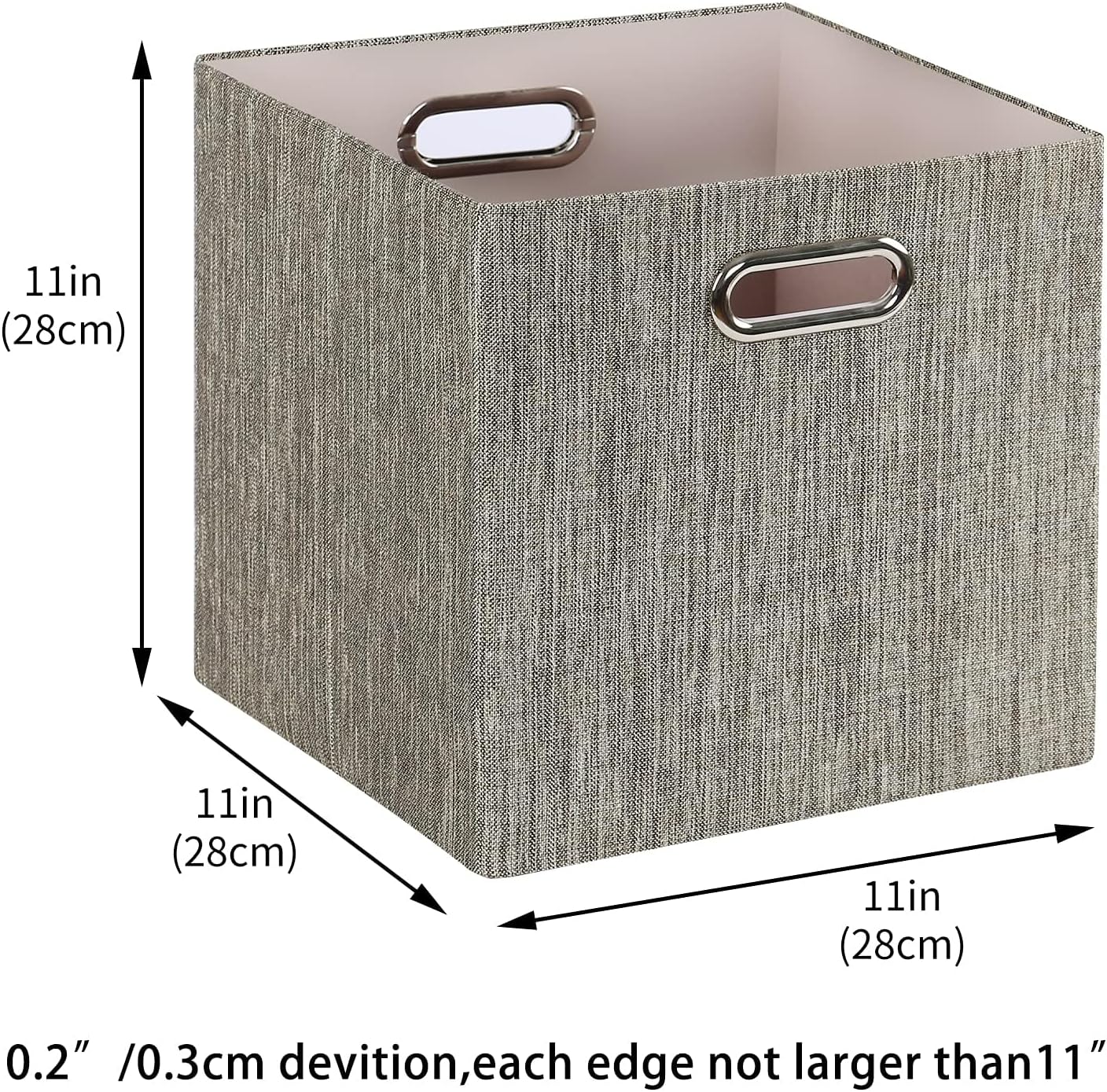 Posprica Storage Bins,11×11 Foldable Storage Cubes Boxes Container Closet Organizer Shelf Cabinet Bookcase,Thick Fabric Drawer Container - 4pcs,Coffee