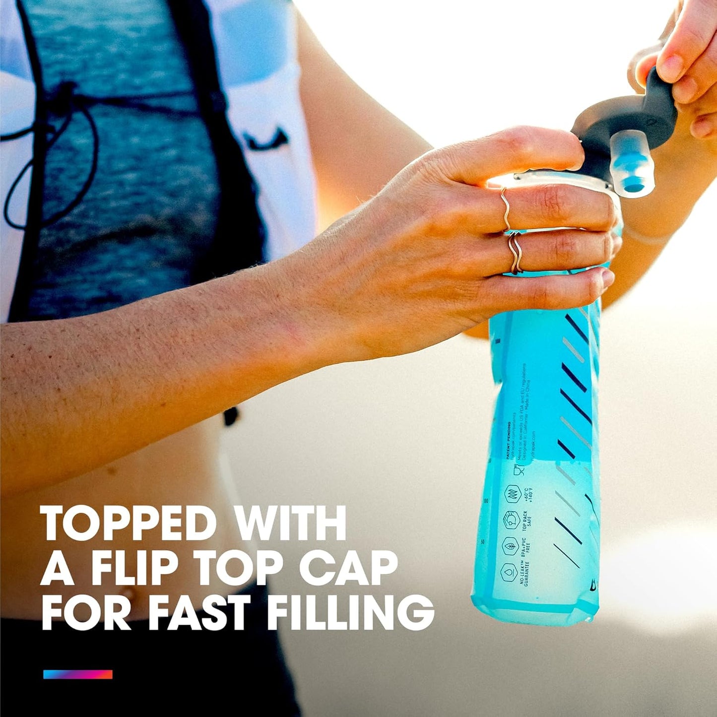 HydraPak UltraFlask Speed (500ml or 600ml) - Collapsible Soft Flask Water Bottle for Hydration Vests and Running Packs with Easy Open Cap