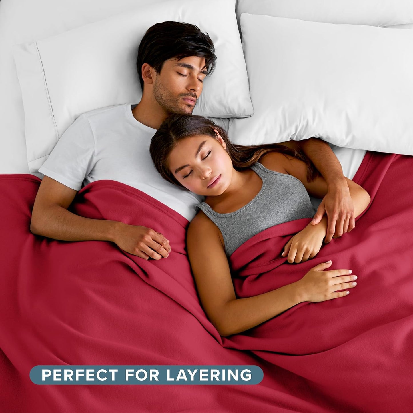 Bare Home Polar Fleece Blanket - King - Red - Warm & Cozy - Premium Fleece - Throw for Bed, Sofa, Camping, Travel and Cold Nights - Lightweight Blanket (King, Red)