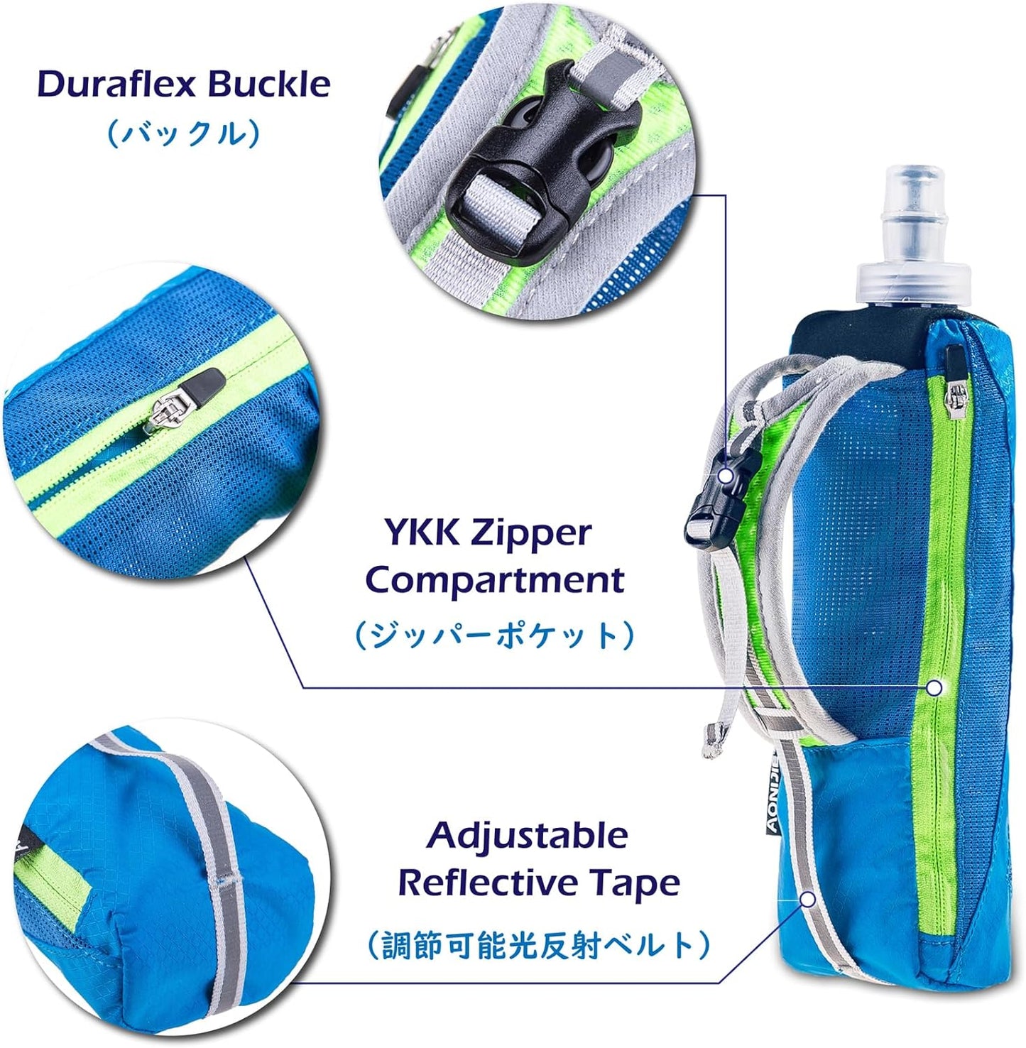 TRIWONDER Handheld Water Bottle for Running, Quick Grip Chill 17 oz Handheld Soft Water Bottle with Hand Strap Hydration Pack, BPA Sport Soft Flask (Blue)