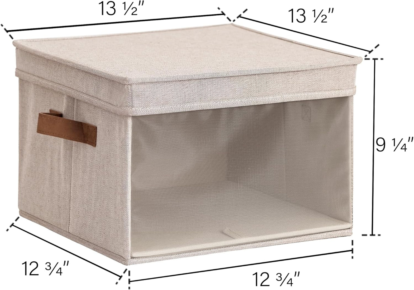 StorageWorks Storage Bins with Lid and Clear Window, Fabric Storage Boxes with Lids, Stackable Basket for Shelves, Closet Organizer and Storage Bins, Brown and Beige, Large, 4-Pack