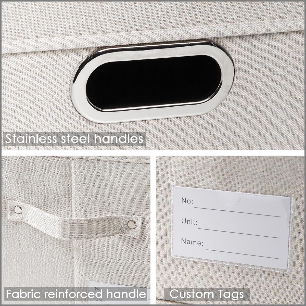 PRANDOM Collapsible Storage Bin with Lid [1-Pack] Fabric Foldable Storage Box Organizer Container Basket Cube with Cover for Home Bedroom Closet Office Nursery Beige(15.3x10x9.7)