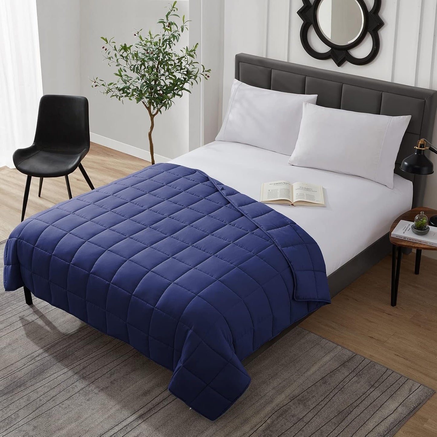 L'AGRATY Weighted Blanket - 40"x60" 7lbs Cooling Breathable Heavy Blanket Microfiber Material with Glass Beads Small Blanket All-season Summer Fall Winter Soft Thick Comfort Blanket