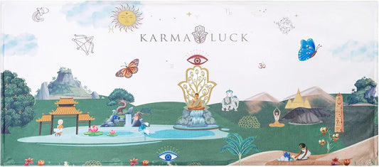 KARMA AND LUCK Dreamy Escape Beach Towel for Women & Men, Evil Eye, Hamsa Hand, Lotus, Butterfly, and Elephant Premium Designs, Cotton Beach Towels for Swimming, 61” x 28”