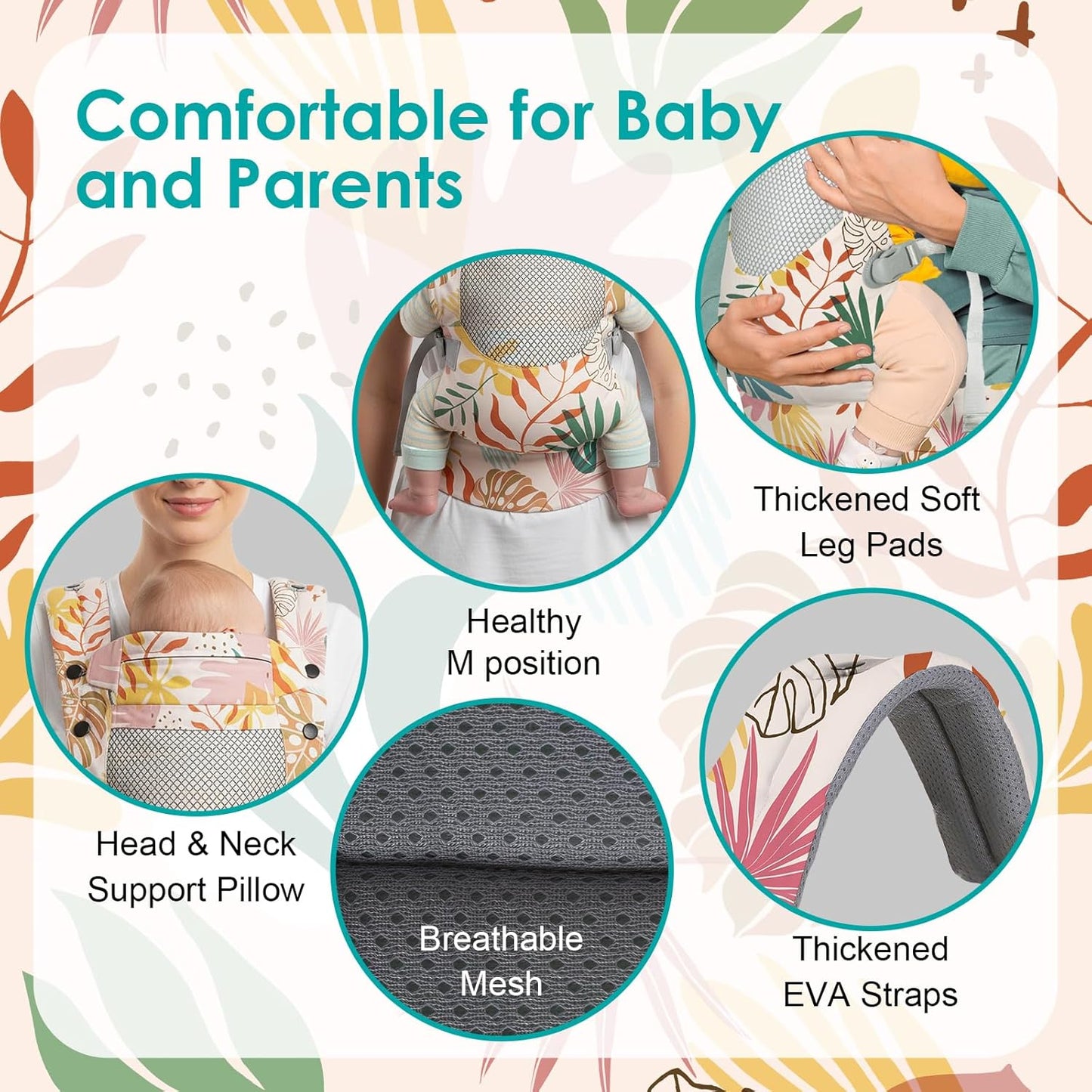 Newborn Baby Front Carrier Backpack, Toddler Baby Body Carrier, 7-66 Lbs Ergonomic Design, Lumbar Support, Lightweight