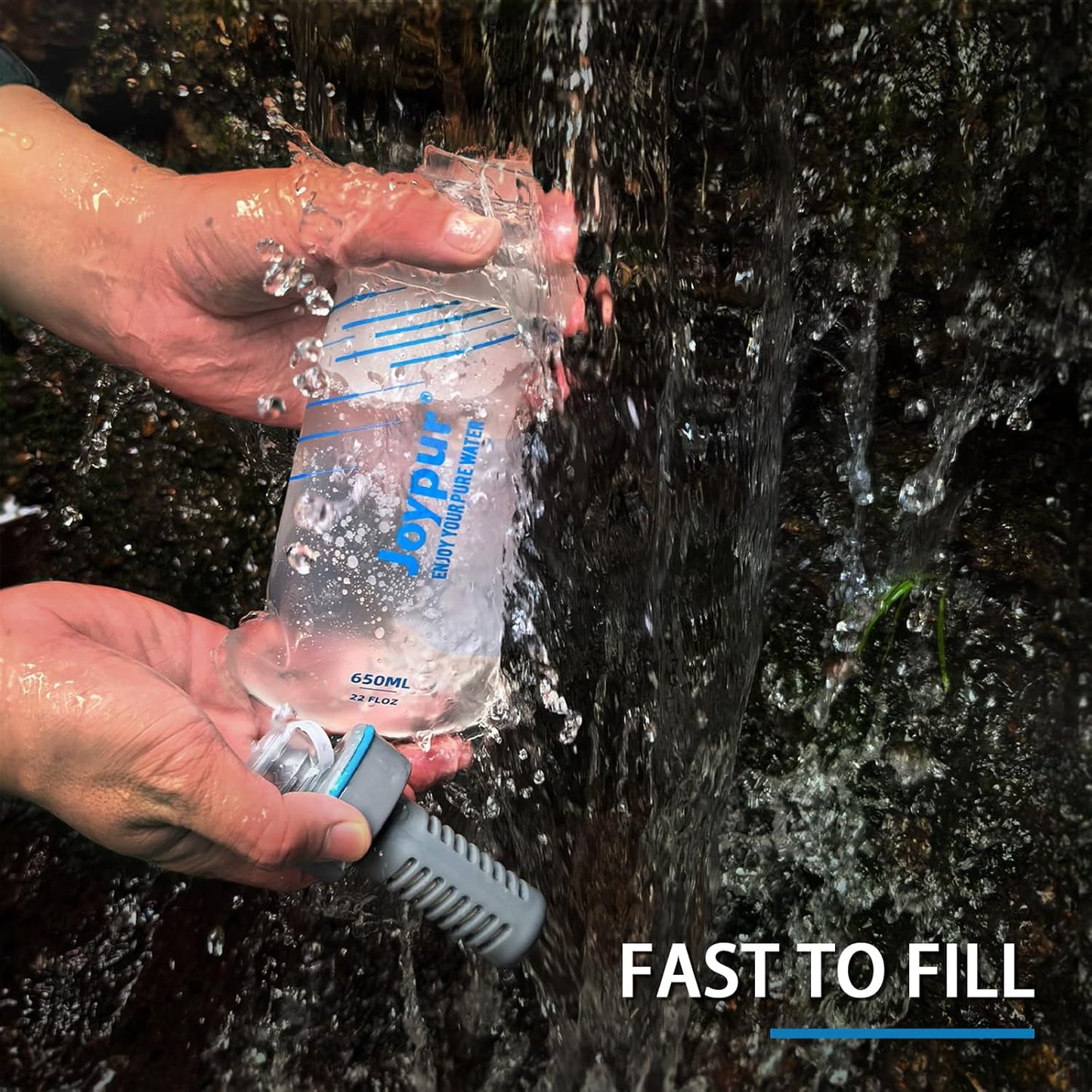 Water Filter Bottle Survival - 650/1000/2000ml Collapsible Water Bottle with NSF/FDA Certification with Filter Squeeze Water Filter Bottle Portable Water Filter Hiking Backpacking Camping