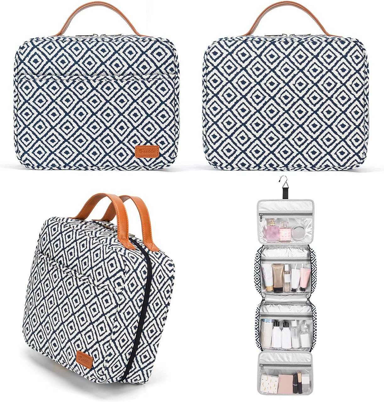 Hanging Travel Toiletry Bag,Large Capacity Cosmetic Travel Toiletry Organizer for Women with 4 Compartments & 1 Sturdy Hook,Perfect for Travel/Daily Use/Christmas